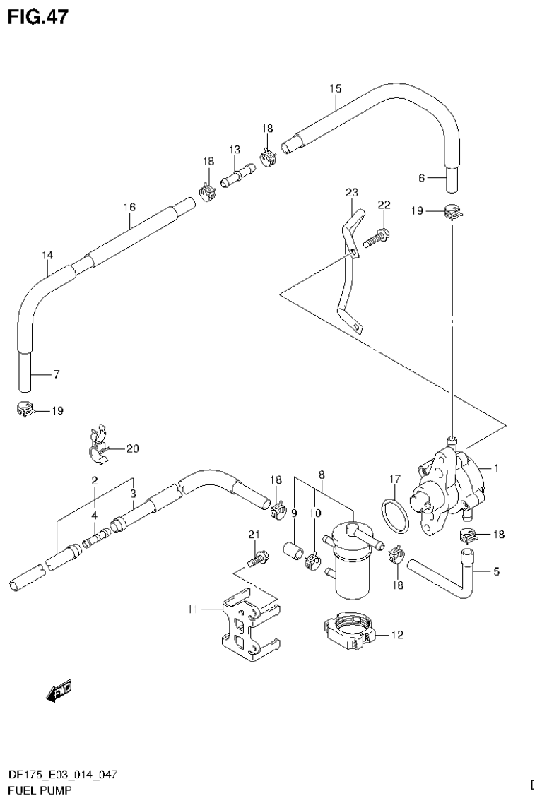 Suzuki DF175ZG FUEL PUMP parts diagram